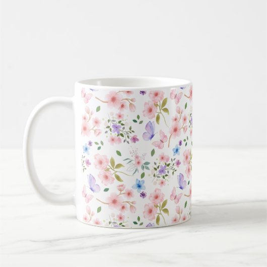 Bloemen en Vlinders Koffiemok (Links)