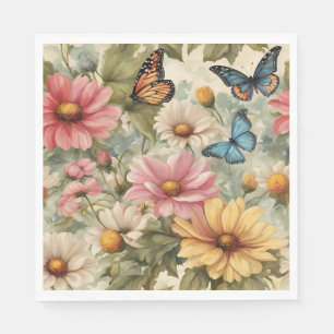 Bloemen en vlinders Kunstwerk Papier servet