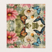 Bloemen en vlinders kunstwerk visitekaartje (Buitenkant ongevouwen)