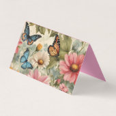 Bloemen en vlinders kunstwerk visitekaartje (Achterkant)
