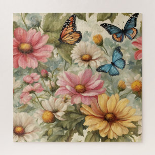 Bloemen en vlinders kunstwerkpuzzel legpuzzel