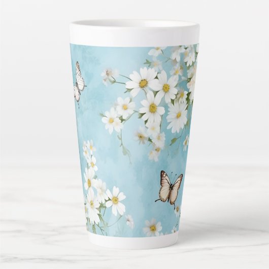 Bloemen en Vlinders Latte Mok (Voorkant)