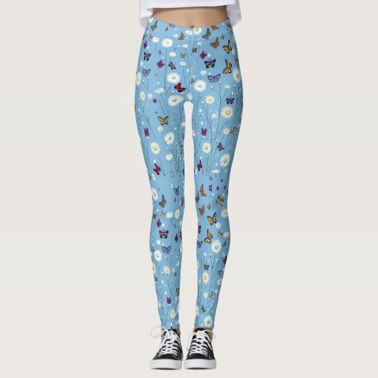 Bloemen en vlinders leggings (Voorkant)