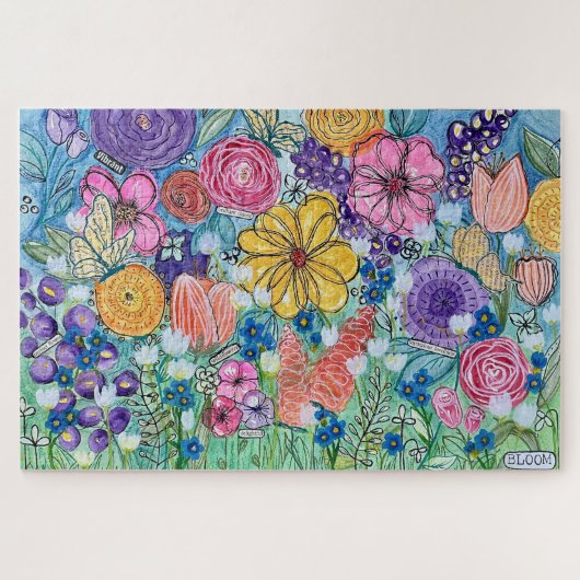 Bloemen en vlinders legpuzzel (Horizontaal)