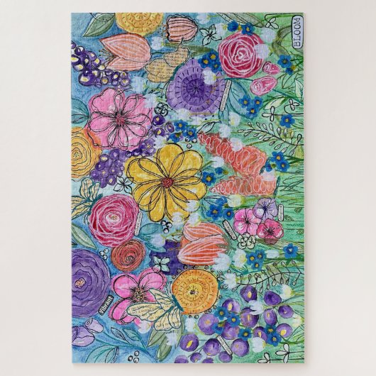 Bloemen en vlinders legpuzzel (Verticaal)