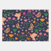 Bloemen en vlinders met kolibries inpakpapier vel (Voorkant 3)