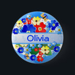 Bloemen en vlinders ~ Naam Button<br><div class="desc">Speciale opdracht</div>