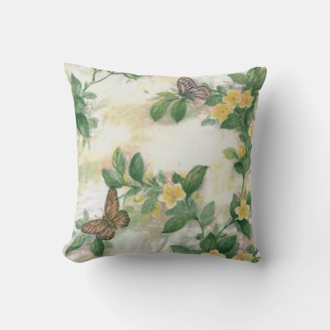 Bloemen en vlinders omkeerbare loods kussen (Voorkant)