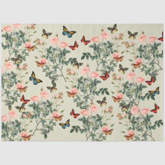  bloemen en vlinders ontkoppelen Pewter Vs2 Tissuepapier (Voorkant)