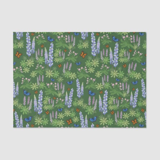 Bloemen en vlinders ontkoppelen van papieren lupin tissuepapier (Voorkant)