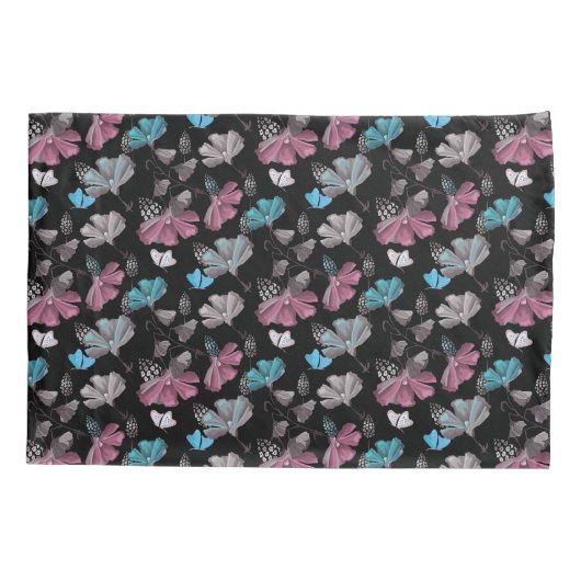 Bloemen en vlinders patroon kussensloop (Achterkant)