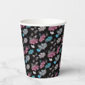Bloemen en vlinders patroon papieren bekers (Achterkant)