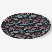 Bloemen en vlinders patroon papieren bordje (Gekanteld)