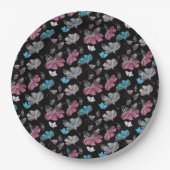 Bloemen en vlinders patroon papieren bordje (Voorkant)