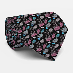 Bloemen en vlinders patroon stropdas