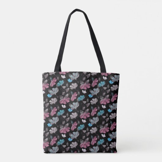 Bloemen en vlinders patroon tote bag (Achterkant)