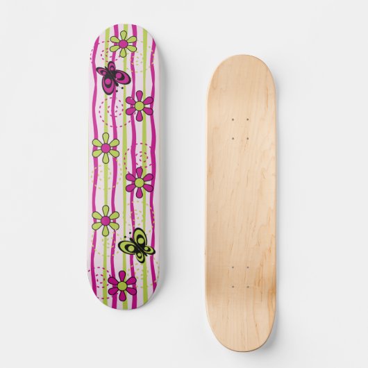 Bloemen en vlinders persoonlijk skateboard (Voorkant)