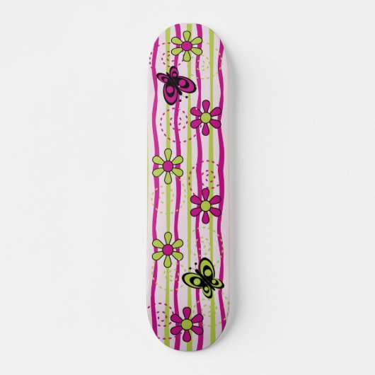 Bloemen en vlinders persoonlijk skateboard (Voorkant)