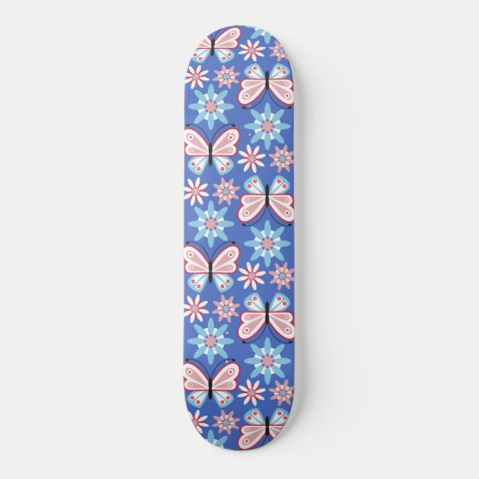 Bloemen en vlinders persoonlijk skateboard (Voorkant)