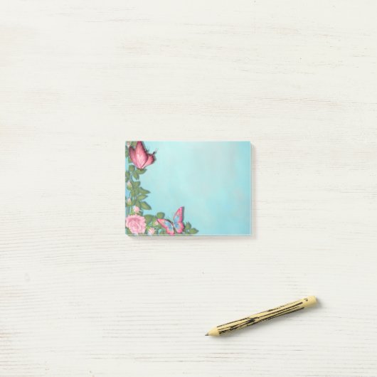 Bloemen en vlinders post-it® notes (Op bureau)