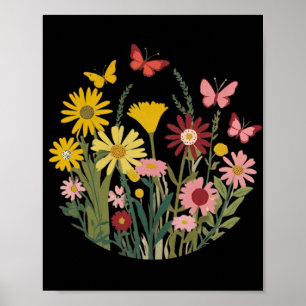 Bloemen en vlinders poster
