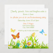 Bloemen en vlinders Printable Housewarming Kaart (Voorkant / Achterkant)