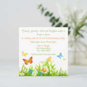 Bloemen en vlinders Printable Housewarming Kaart (Staand voorkant)