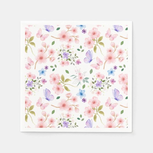 Bloemen en vlinders servet (Voorkant)