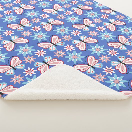 Bloemen en vlinders sherpa deken (3/4)