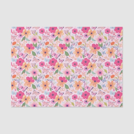 Bloemen en vlinders, Spring Tissue Paper Tissuepapier (Voorkant)