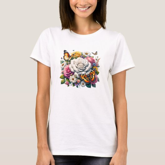 BLOEMEN EN VLINDERS T-SHIRT (Voorkant)