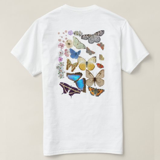 Bloemen en vlinders t-shirt (Design achterkant)