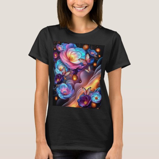 Bloemen en vlinders t-shirt (Voorkant)
