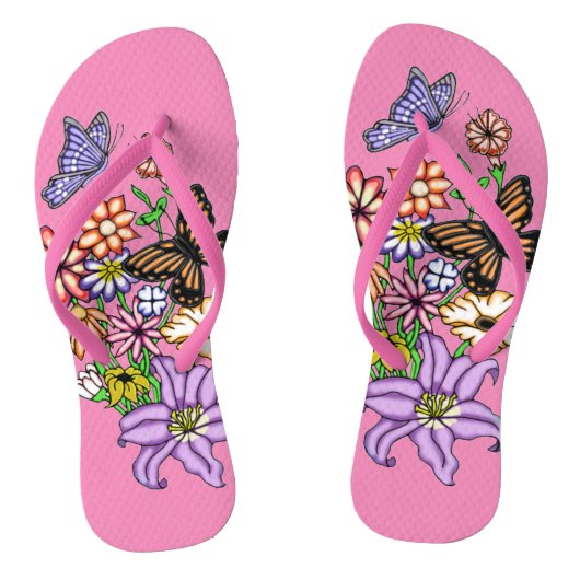 Bloemen en vlinders Teenslippers (Voetbed)