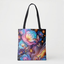Bloemen en vlinders tote bag