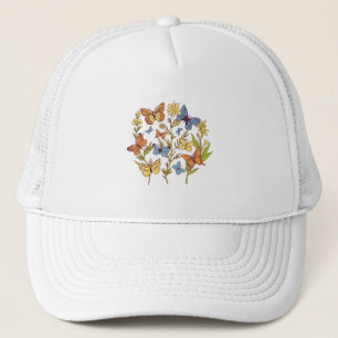 Bloemen en vlinders trucker pet