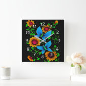 Bloemen en vlinders vierkante klok (Huis)