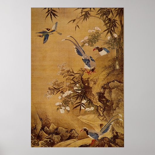 Bloemen en Vogel door Hsiao Yung Poster (Voorkant)