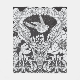 Bloemen en vogel in de nieuwe kunststijl naadloos fleece deken