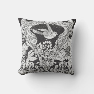 Bloemen en vogel in de nieuwe kunststijl naadloos kussen