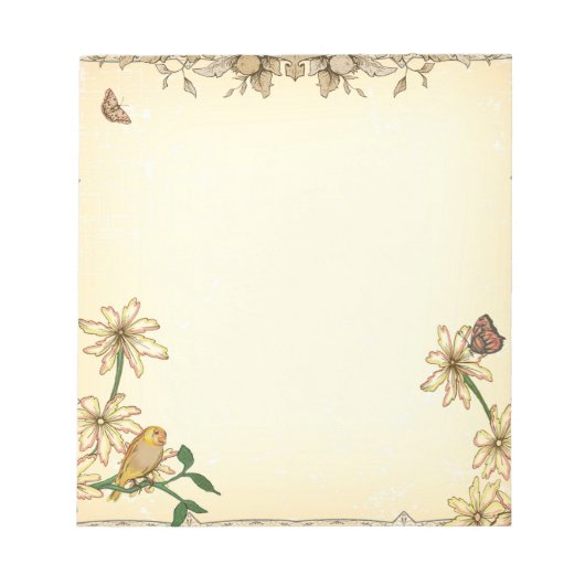  bloemen en vogel notitieblok (Voorkant)