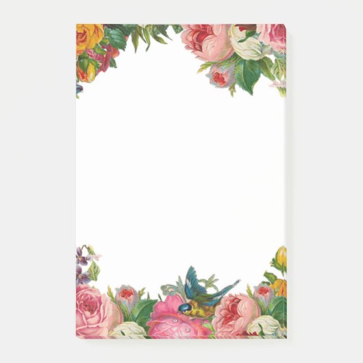 Bloemen en vogel post-it® notes (Voorkant)