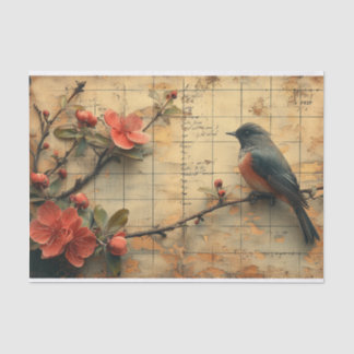 Bloemen en vogel tissuepapier