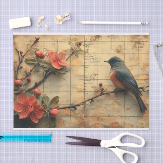 Bloemen en vogel tissuepapier (Craft)