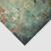 Bloemen en vogel tissuepapier (Detail)