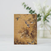 Bloemen en vogel van Hsiao Yung Briefkaart (Staand voorkant)