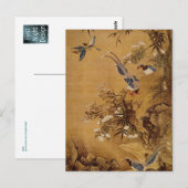 Bloemen en vogel van Hsiao Yung Briefkaart (Voorkant / Achterkant)