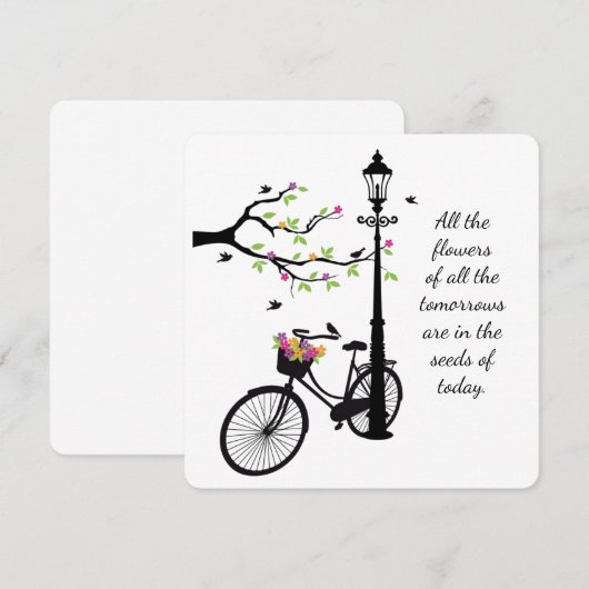 Bloemen en vogelentekker 5x5 notitiekaartje (Voorkant / Achterkant)