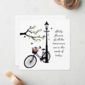 Bloemen en vogelentekker 5x5 notitiekaartje (Voorkant / Achterkant in situ)