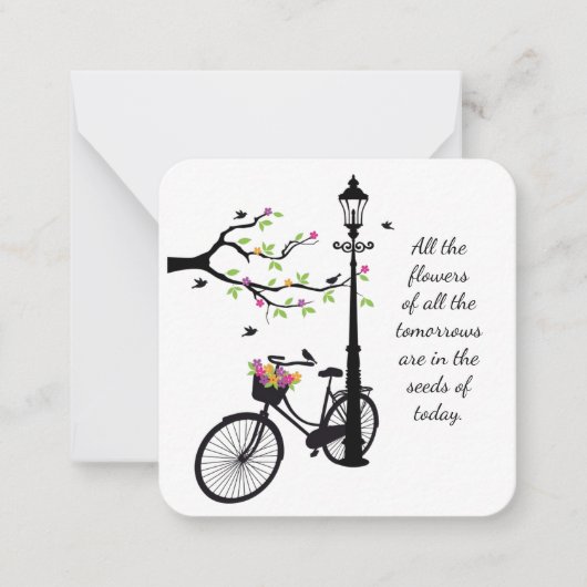 Bloemen en vogelentekker notitiekaartje (Voorkant)